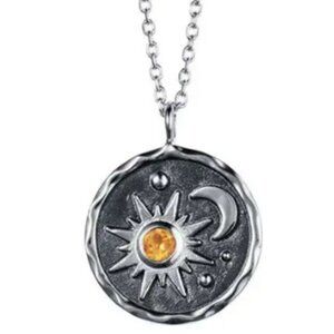 Vintage Bohemian Style Sun and Moon Pendant Necklace for Women & Teens